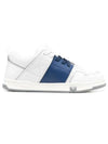 Men's Open Skate Calfskin Fabric Low Top Sneakers White Blue - VALENTINO - BALAAN 1