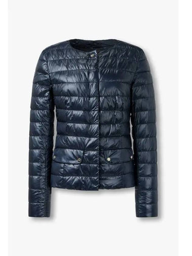 Women s Round Neck Light Down Padded Jacket Dark Navy - HERNO - BALAAN 1