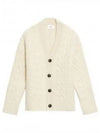 cable V-neck knit cardigan cream - AMI - BALAAN 2