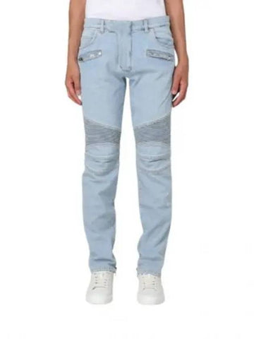 Light Blue Denim Biker Jeans DH1MG009DE59 6FC - BALMAIN - BALAAN 1