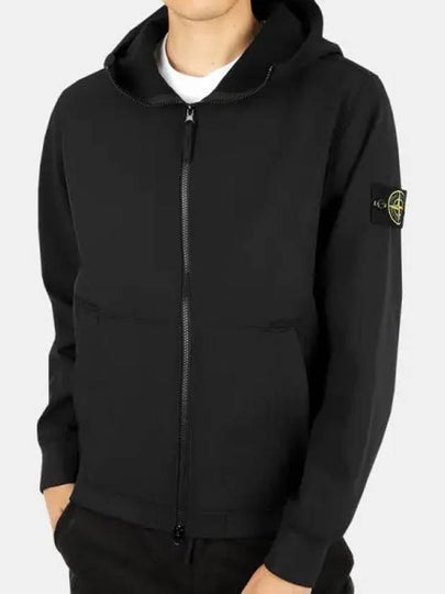 Men's Wappen Patch Softshell Zip Up Hoodie Black - STONE ISLAND - BALAAN 2