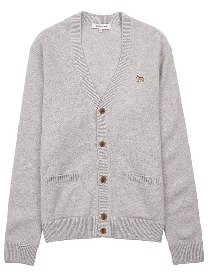 Baby Fox Patch V-neck Cardigan Light Grey - MAISON KITSUNE - BALAAN 2