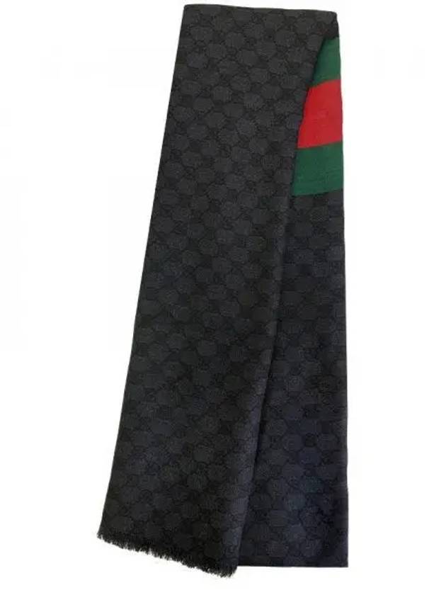 Web Wool Shawl Muffler Black - GUCCI - BALAAN 2