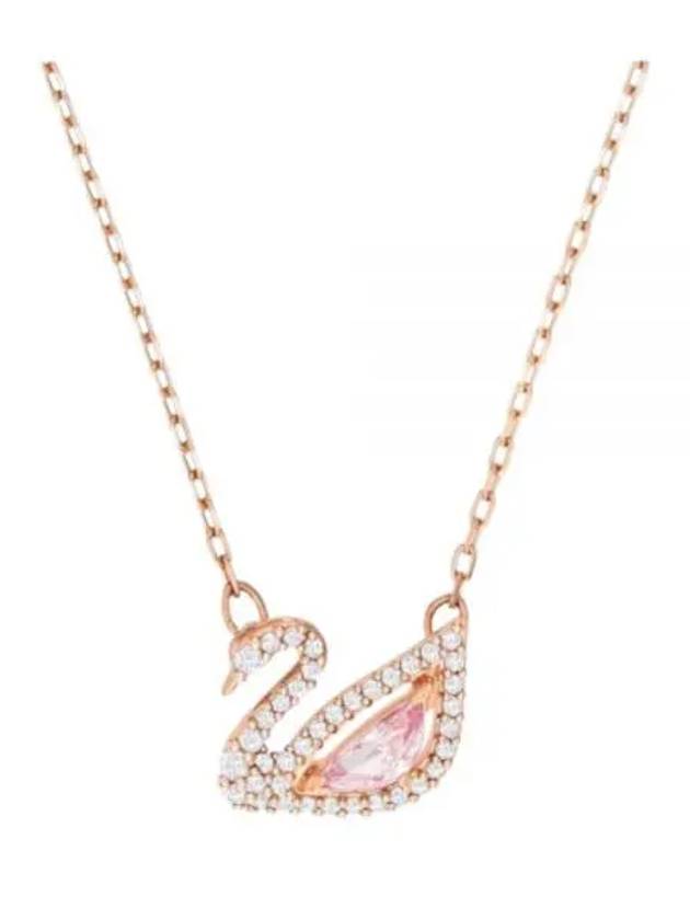 Dazzling Swan Pendant Necklace Pink Rose Gold - SWAROVSKI - BALAAN 2