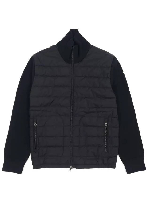 Padded Wool Cardigan Black - MONCLER - BALAAN 3