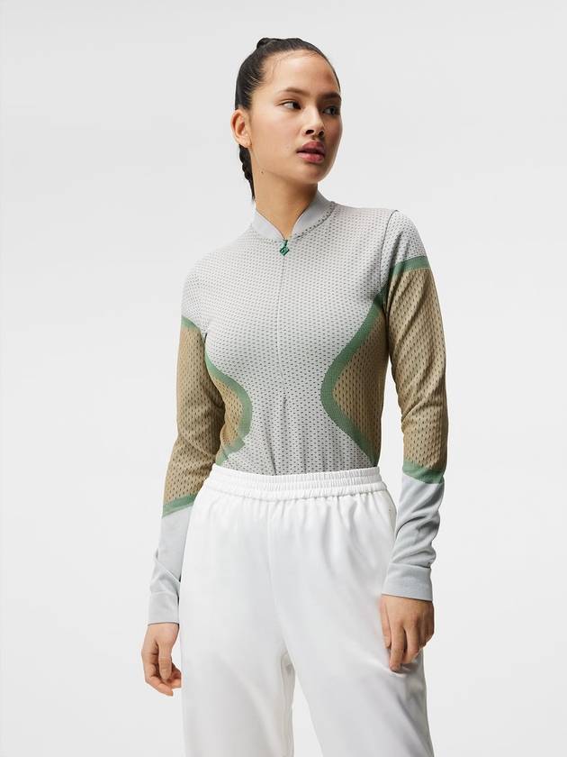 Diamond Seamless Mid Layer Long Sleeve T-Shirt Green White - J.LINDEBERG - BALAAN 3