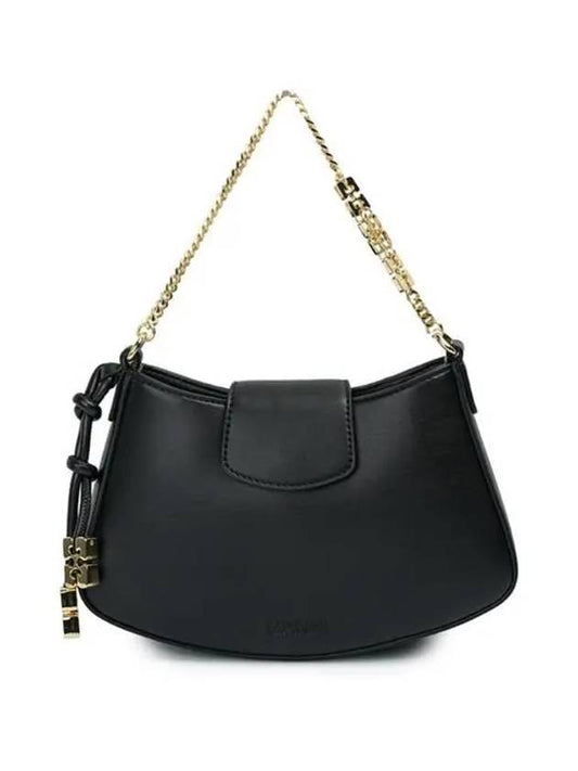 Swing Logo Chain Leather Mini Cross Bag Black - GANNI - BALAAN 2