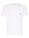 Tricolor Fox Patch Short Sleeve T-Shirt White - MAISON KITSUNE - BALAAN.
