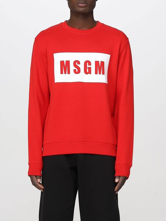 Box Logo Print Cotton Sweatshirt Red - MSGM - BALAAN 2