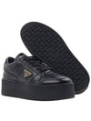 Downtown Bold Leather Low Top Sneakers Black - PRADA - BALAAN 6