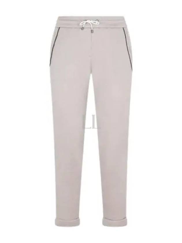 Cotton Silk Fleece Track Pants Beige - BRUNELLO CUCINELLI - BALAAN 2