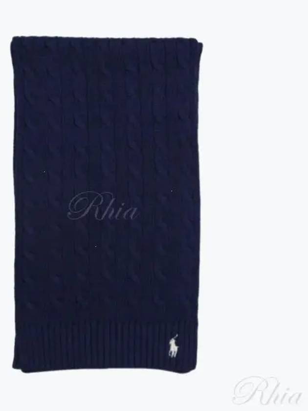 pony logo embroidered cable knit muffler 455954638002 - POLO RALPH LAUREN - BALAAN 1