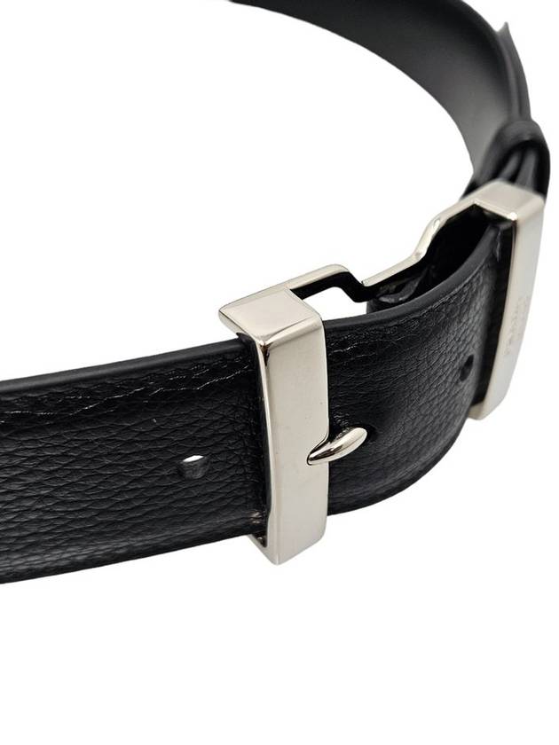 Women s 2CM185 Lettering Silver Buckle Black Leather Men Belt - PRADA - BALAAN 4