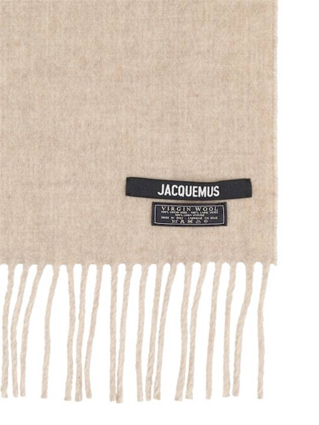 Lecharpe Fringe Logo Virgin Wool Muffler Beige - JACQUEMUS - BALAAN 5