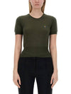 ORB Logo Short Sleeve Knit Top Green - VIVIENNE WESTWOOD - BALAAN 2