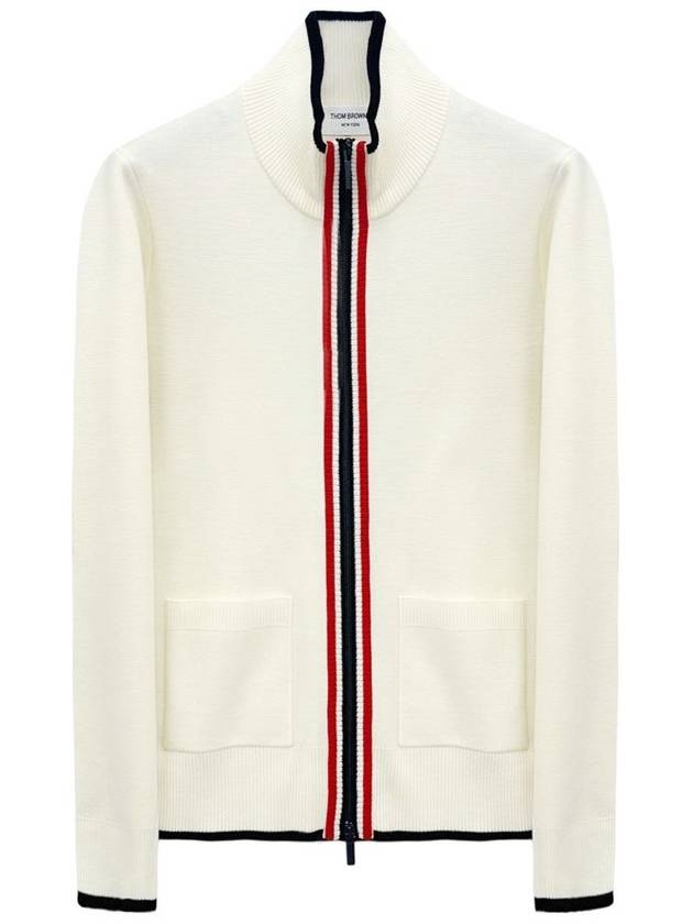 striped full zip up knit cardigan MKT014B 100 - THOM BROWNE - BALAAN 1