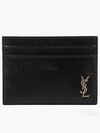 Tiny Monogram Shiny Leather Card Case Black - SAINT LAURENT - BALAAN 2