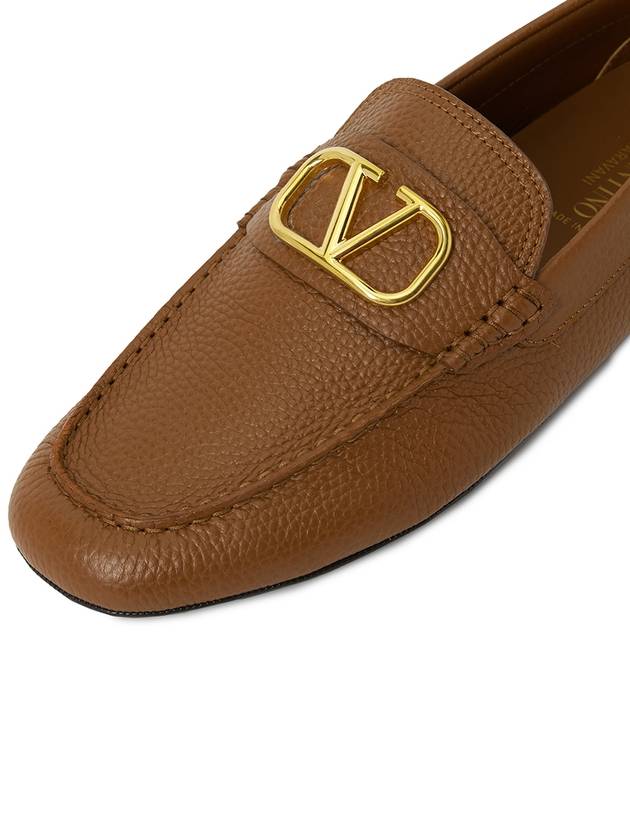 Men's V Logo Signature Leather Loafers Brown - VALENTINO - BALAAN 8