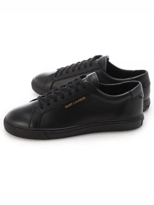 Andy Embossed Logo Leather Low Top Sneakers Black - SAINT LAURENT - BALAAN 2