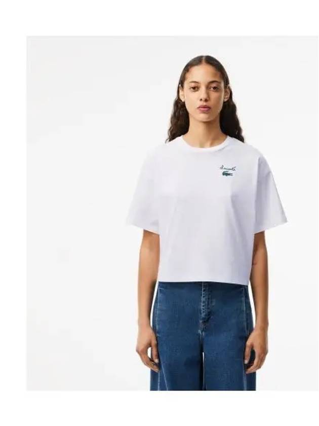 Women s Graphic Point Short Sleeve T Shirt OFFWHITE Off White - LACOSTE - BALAAN 1