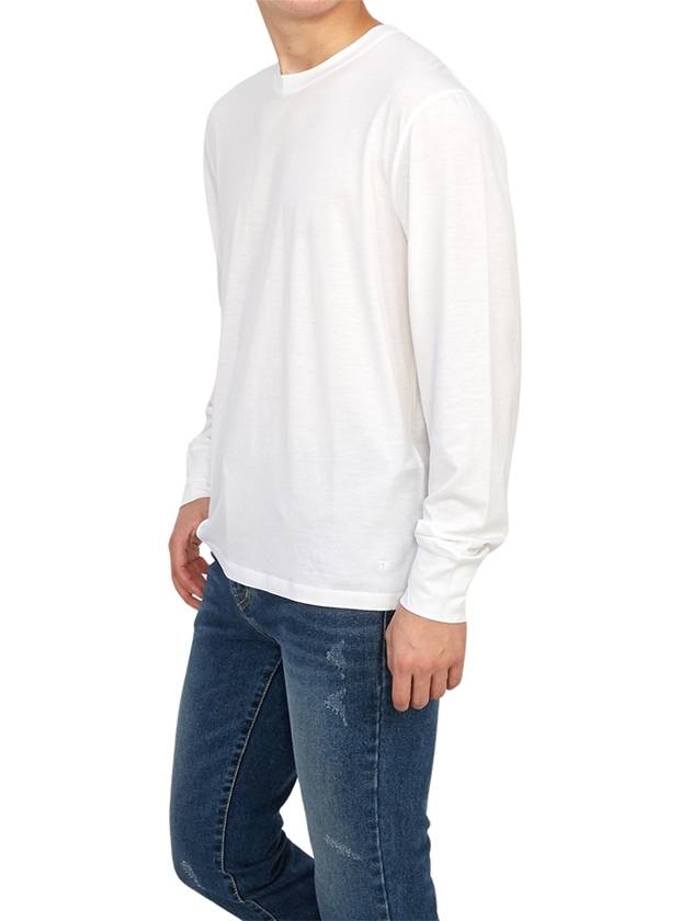 Embroidered Logo Lyocell Cotton Blend Jersey Long Sleeve T-Shirt White - TOM FORD - BALAAN 8