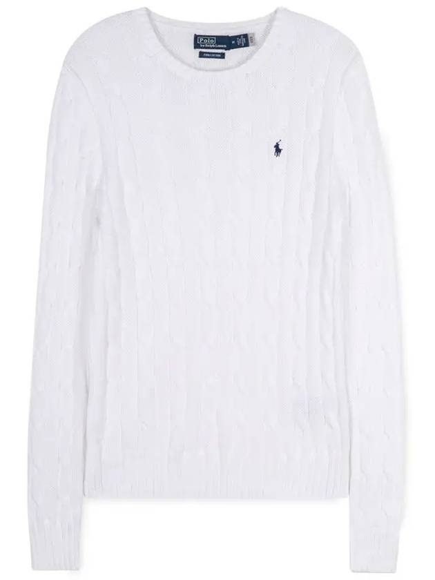 Embroidered Logo Pony Cable Knit Top White - POLO RALPH LAUREN - BALAAN 2