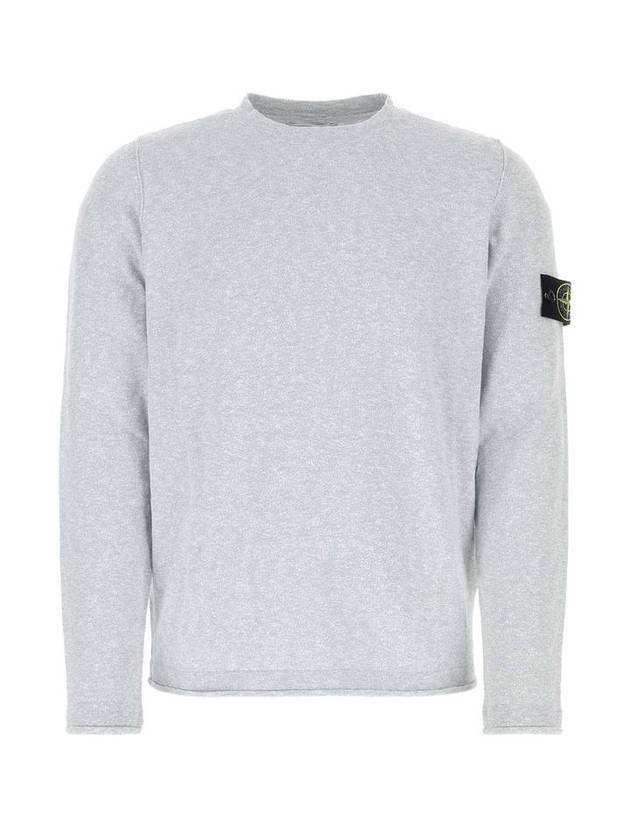 Logo Patch Crew Neck Cotton Nylon Knit Top Sky Blue - STONE ISLAND - BALAAN 1