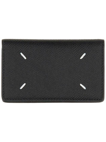 Stitched Leather Card Wallet Black - MAISON MARGIELA - BALAAN 2