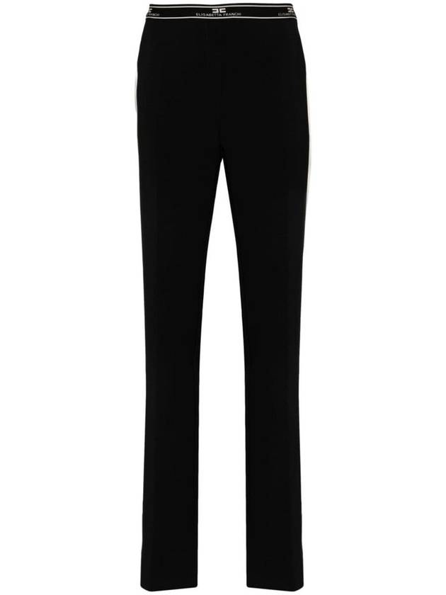 Elisabetta Franchi Black Fitted Pants With Side Stripes And Front Slits - ELISABETTA FRANCHI - BALAAN 1