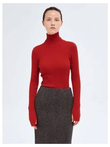 Women s Fine Wool High Gauge Rib Knit Turtleneck Neck Red Domestic Product GM0024080697077 - AURALEE - BALAAN 1