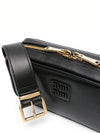 Embossed Logo Leather Shoulder Bag Black - MIU MIU - BALAAN 5