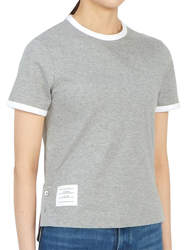 Asymmetric Hem Short Sleeve T-Shirt Grey - THOM BROWNE - BALAAN 4