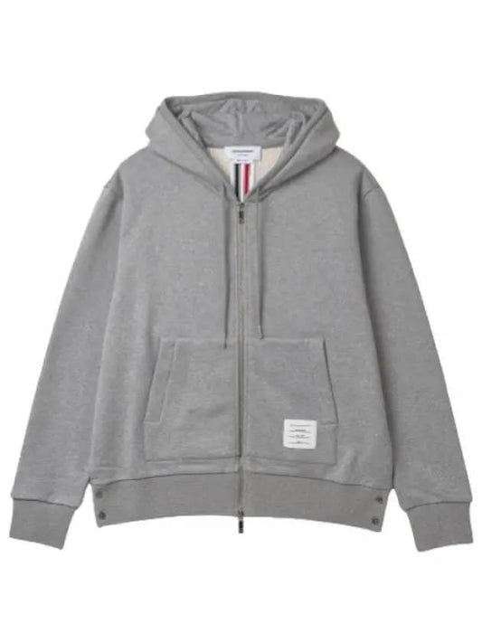 Center bag striped loopback zip up hood light gray - THOM BROWNE - BALAAN 1