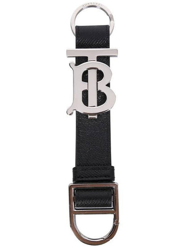 Monogram Motif Grainy Leather Key Holder Black - BURBERRY - BALAAN 1