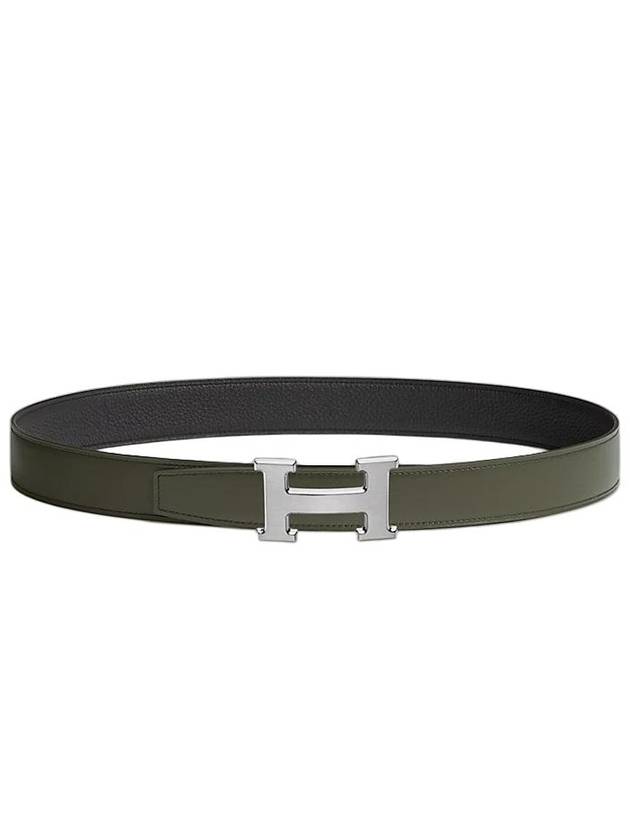 H Buckle 32MM Reversible Leather Belt Black Green - HERMES - BALAAN 3