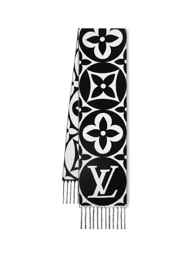 LV Medallion Monogram Wool Scarf Black - LOUIS VUITTON - BALAAN 2