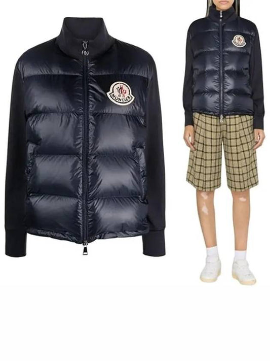 Logo Patch Knit Padded Zip-up Jacket Navy - MONCLER - BALAAN 2