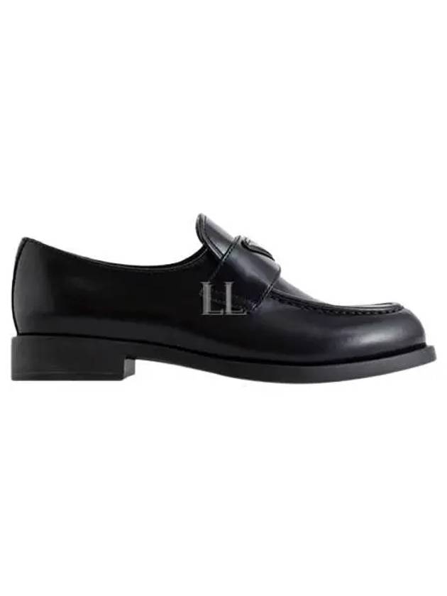 Triangle Logo Brush Leather Loafers Black - PRADA - BALAAN 2