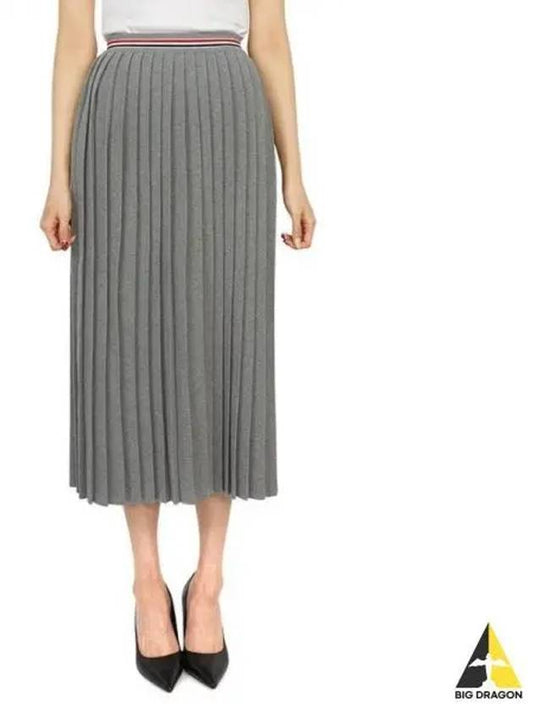 Cotton Stripe Pleated Skirt Grey - THOM BROWNE - BALAAN 2