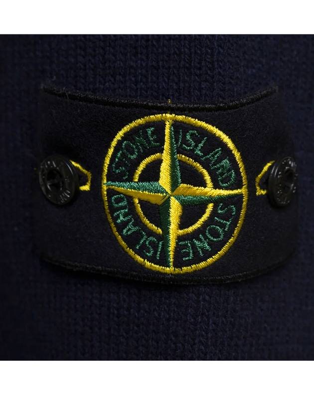 Logo Patch Crew Neck Wool Knit Top Navy - STONE ISLAND - BALAAN 7