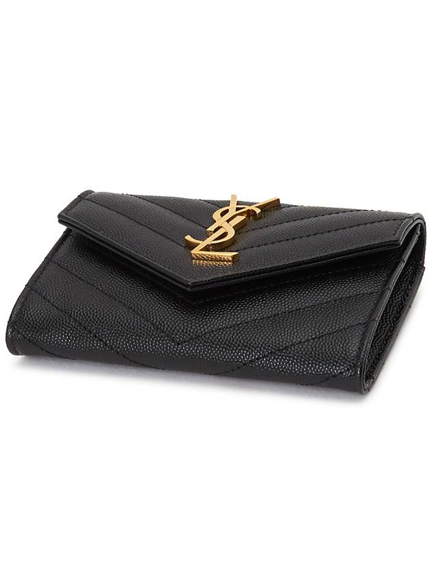 Monogram Envelope Small Half Wallet Black Gold - SAINT LAURENT - BALAAN 4