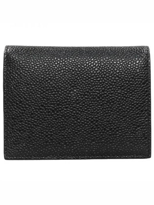 Men's Three Stripes Tab Pebble Grain Half Wallet Black - THOM BROWNE - BALAAN.