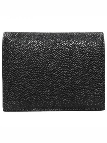 Men's Three Stripes Tab Pebble Grain Half Wallet Black - THOM BROWNE - BALAAN 1