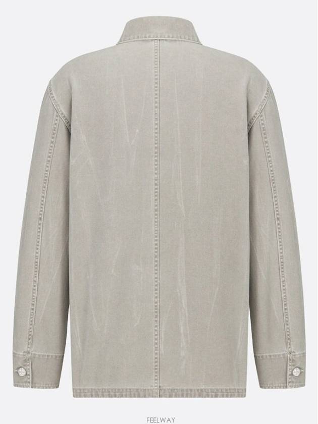 Patch Pocket Cotton Canvas Jacket Grey - DIOR - BALAAN 7