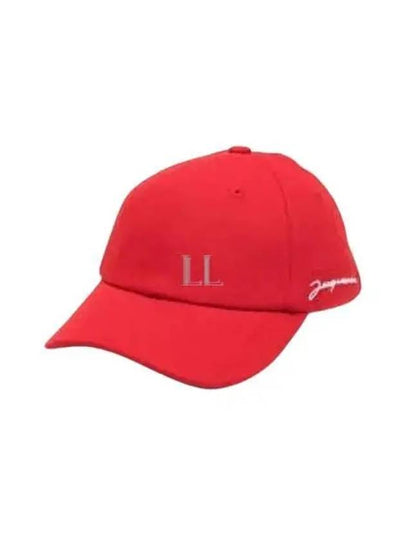 La Caskette Embroidered Logo Cotton Ball Cap Red - JACQUEMUS - BALAAN 2