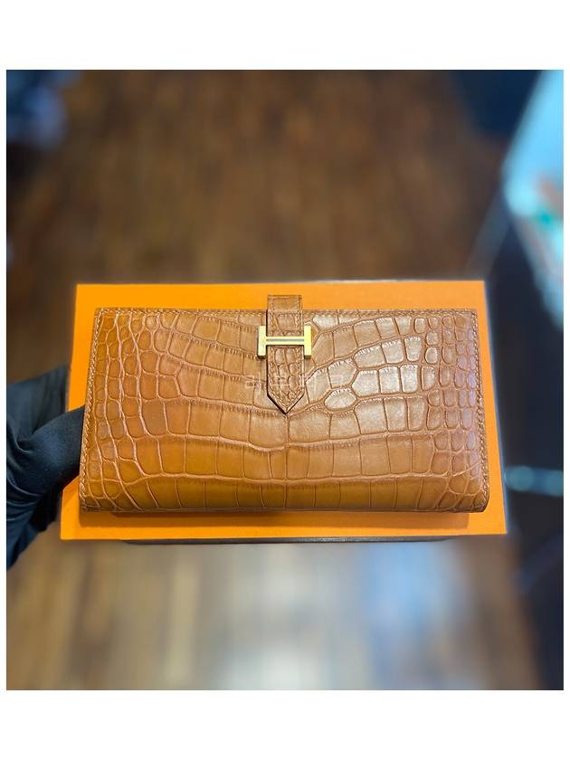 Bean long wallet alligator gold plated - HERMES - BALAAN 5