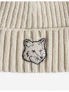 Wool Fox Head Beanie Light Beige - MAISON KITSUNE - BALAAN 3