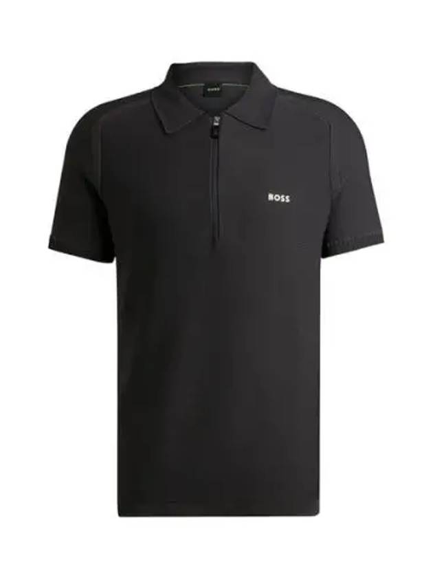 Jayno Zipper Neck PK Shirt Charcoal - HUGO BOSS - BALAAN 2