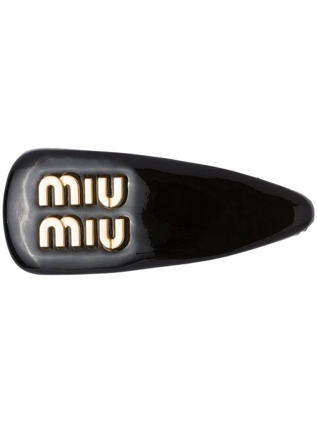 Logo Patent Leather Hair Clip Black - MIU MIU - BALAAN 2