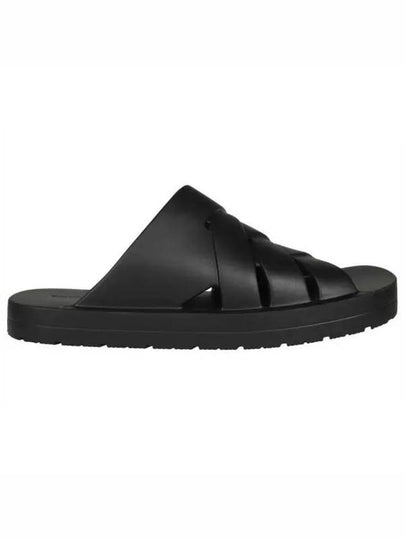 Flintston Intrecciato Matte Rubber Sandals Black - BOTTEGA VENETA - BALAAN 2